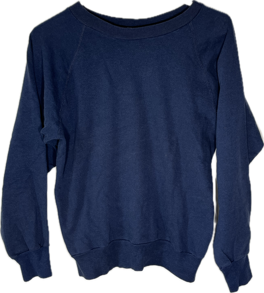 80’s Medallion Blank Navy Crewneck Sweatshirt - Small - 18.5” x 20”