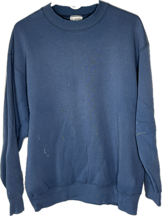 80’s Pro Spirit Blank Blue Crewneck Sweatshirt - Large - 22” x 27”