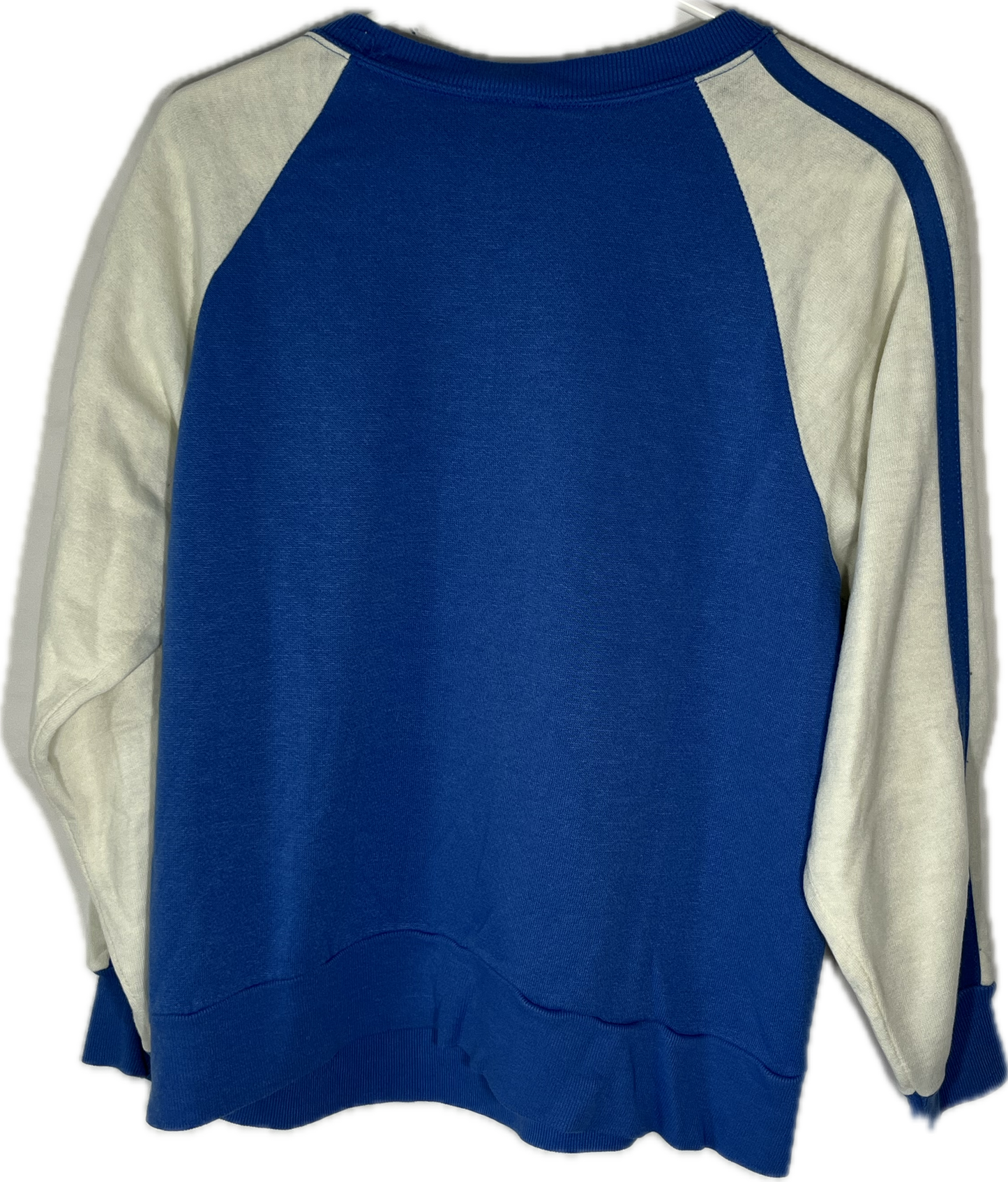 80’s Active Wear Blank Blue White Boxy Crewneck Sweatshirt - Medium - 20” x 21.5”