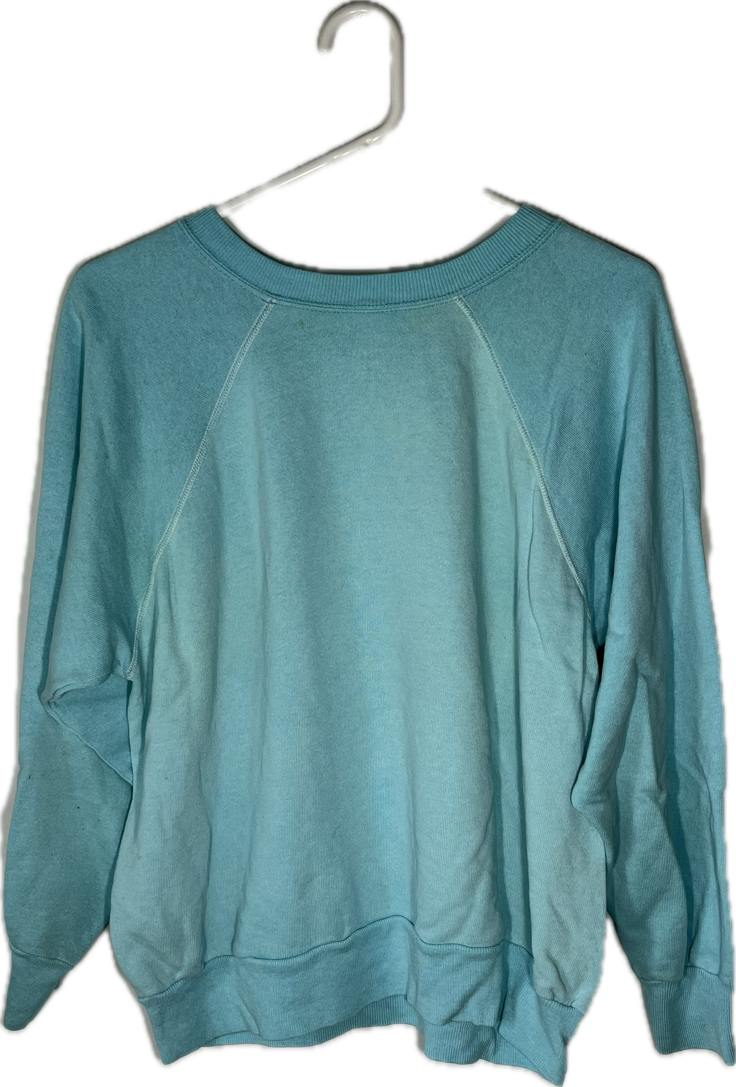 70’s Blank Baby Blue Boxy Crewneck Sweatshirt - Large - 22” x 20.5”