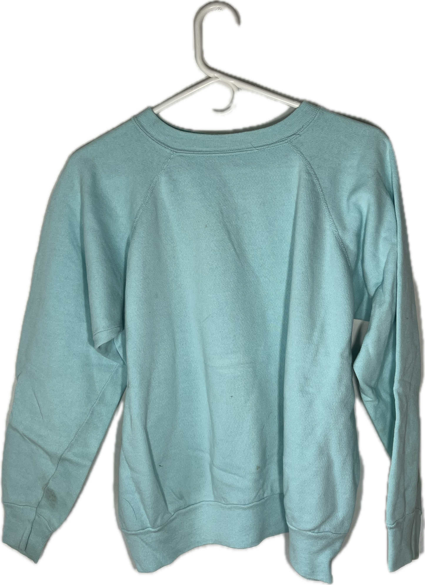 80's Reeves Blank Boxy Light Teal Crewneck Sweatshirt - Large - 22.5” x 21”