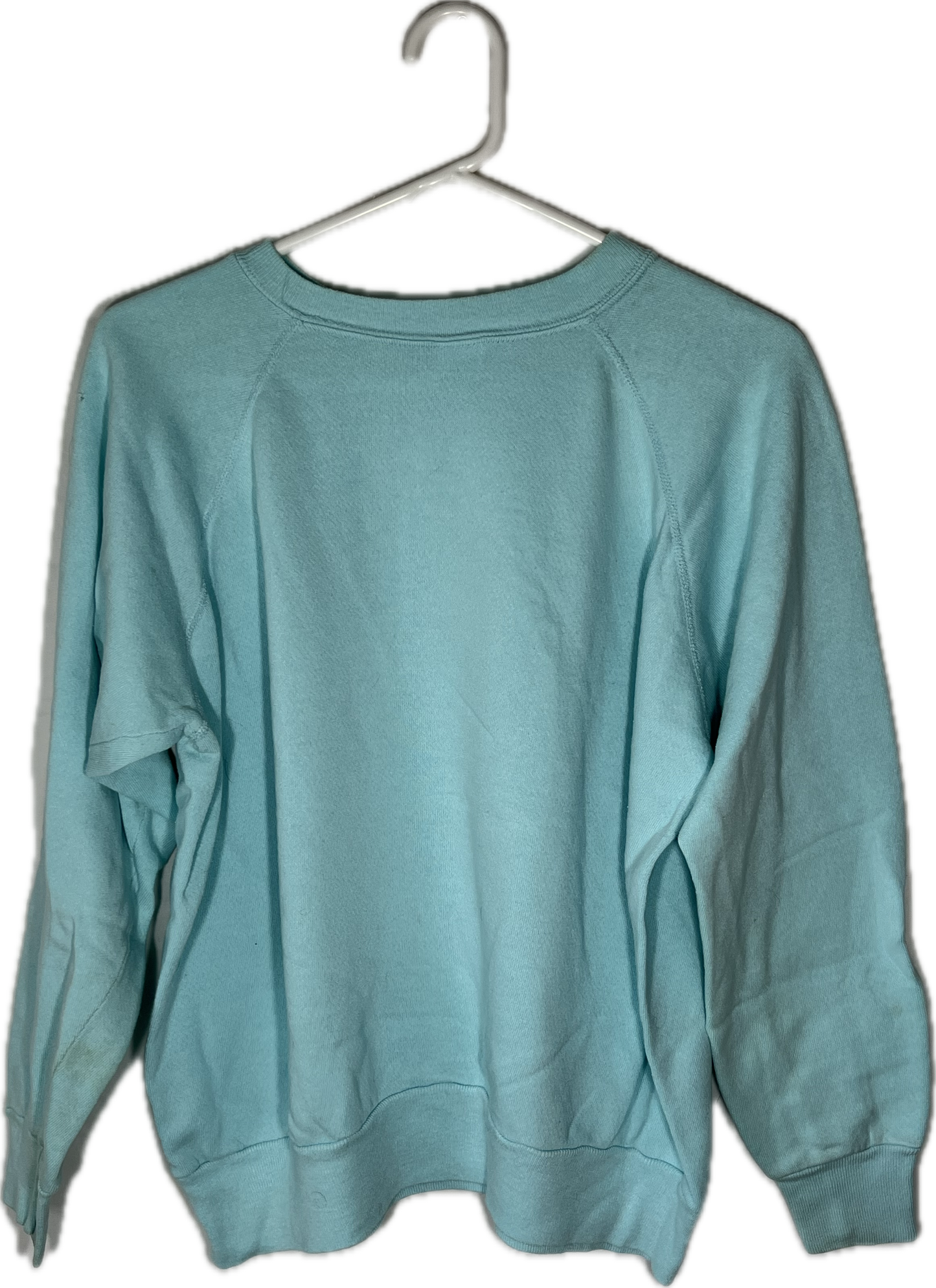 80's Reeves Blank Boxy Light Teal Crewneck Sweatshirt - Large - 22.5” x 21”