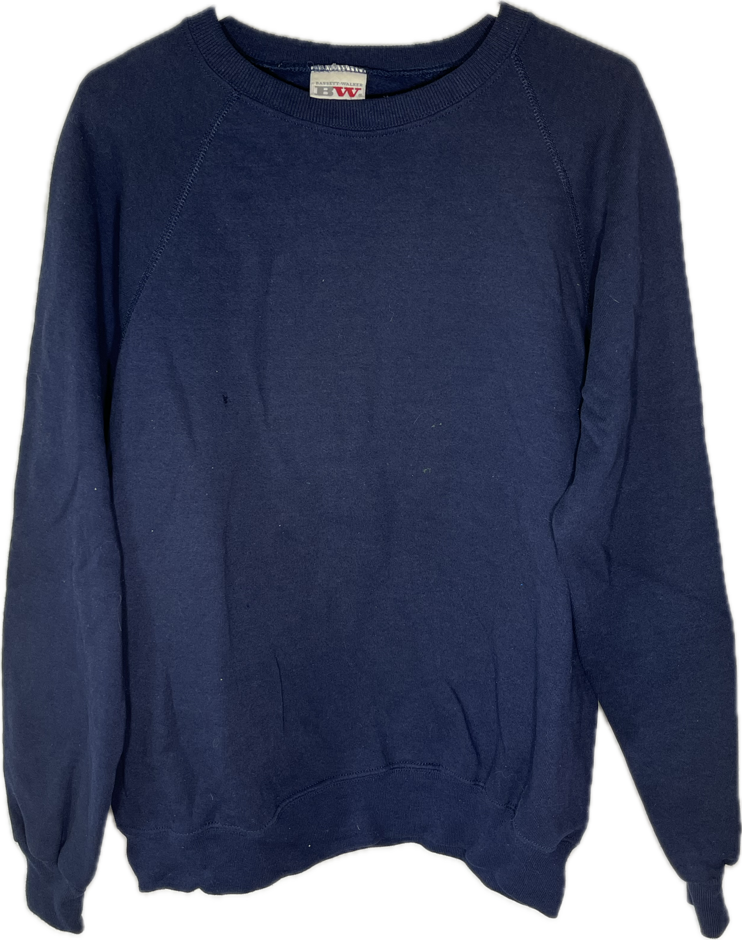 80’s Bassett Walker Blank Navy Crewneck Sweatshirt - Large - 22.5” x 25.5”