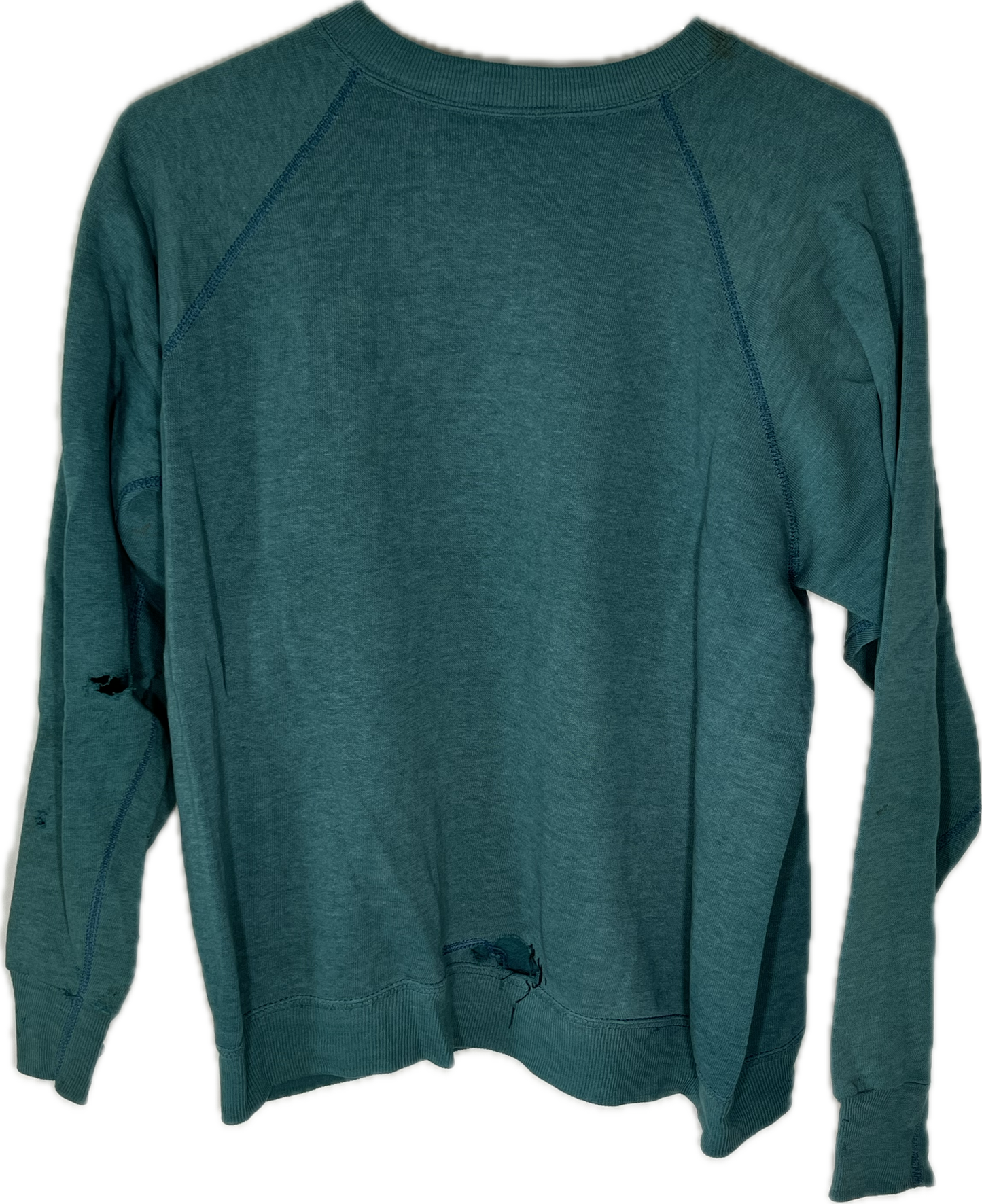 80’s Blank Green Distressed Boxy Crewneck Sweatshirt - Medium - 21” x 22”