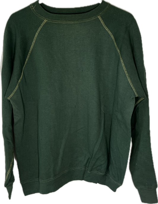 80’s Blank Boxy Green Contrast Stitch Crewneck Sweatshirt - Large - 23.5” x 24”