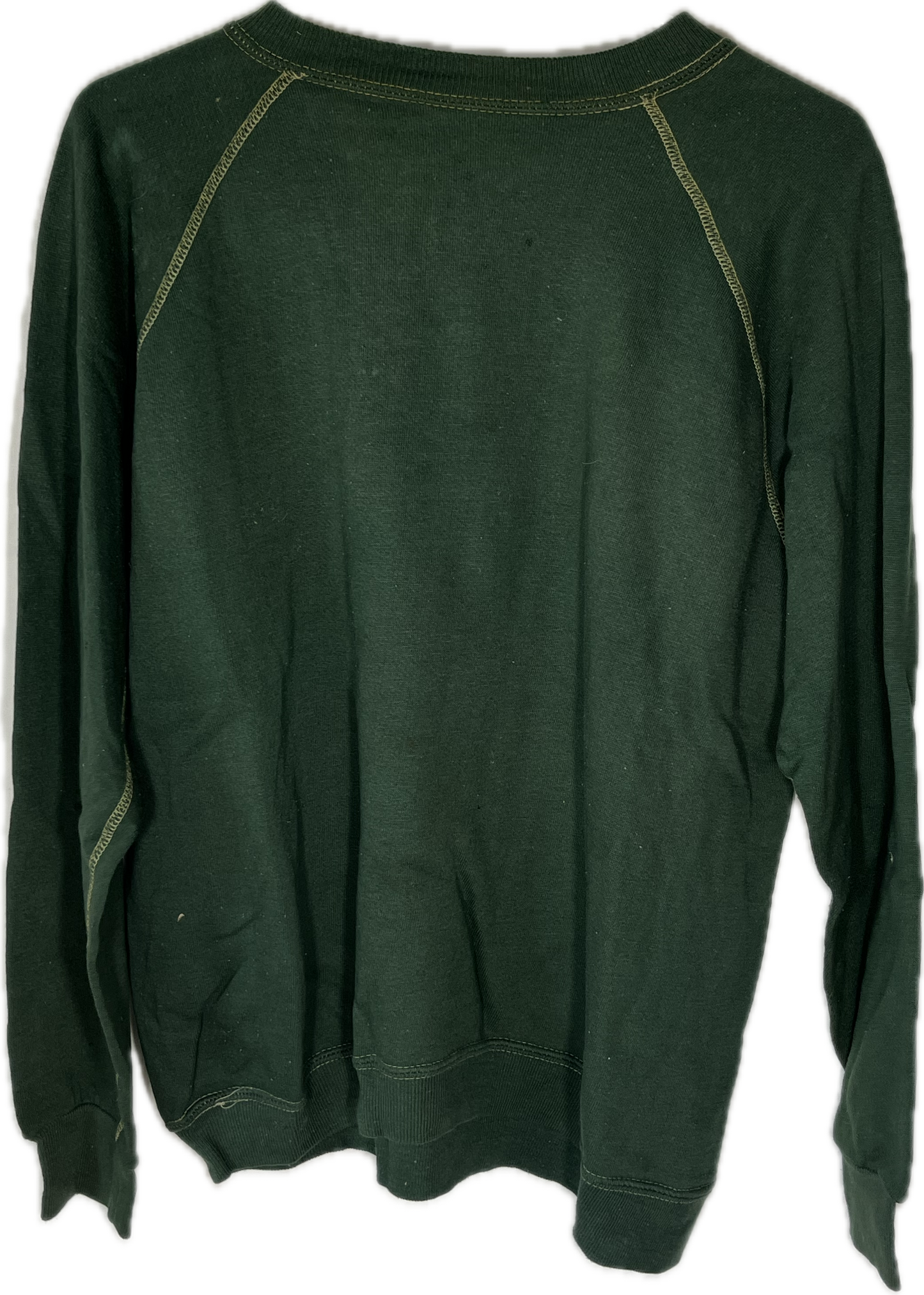 80’s Blank Boxy Green Contrast Stitch Crewneck Sweatshirt - Large - 23.5” x 24”