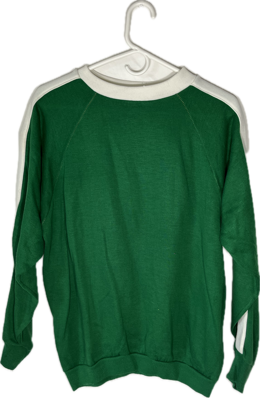 70’s Sportswear Blank Green White Boxy Crewneck Sweatshirt - Large - 22” x 24.5”