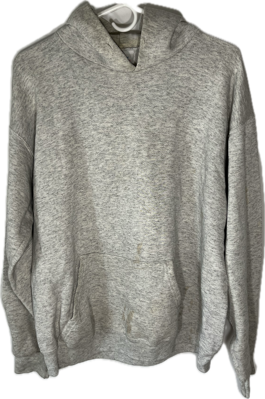 80’s Santee Sweats Blank Boxy Grey Hoodie Sweatshirt - Medium - 21.5” x 23.5”