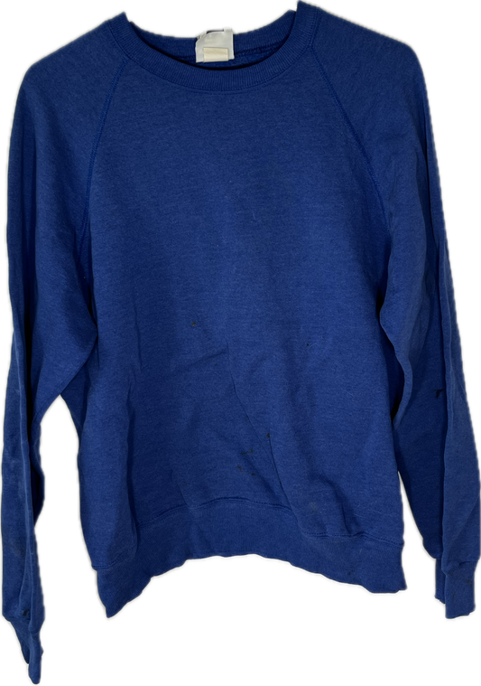 80’s Lee Midweight Blank Cotton Blend Blue Crewneck Sweatshirt - Medium - 21” x 24”