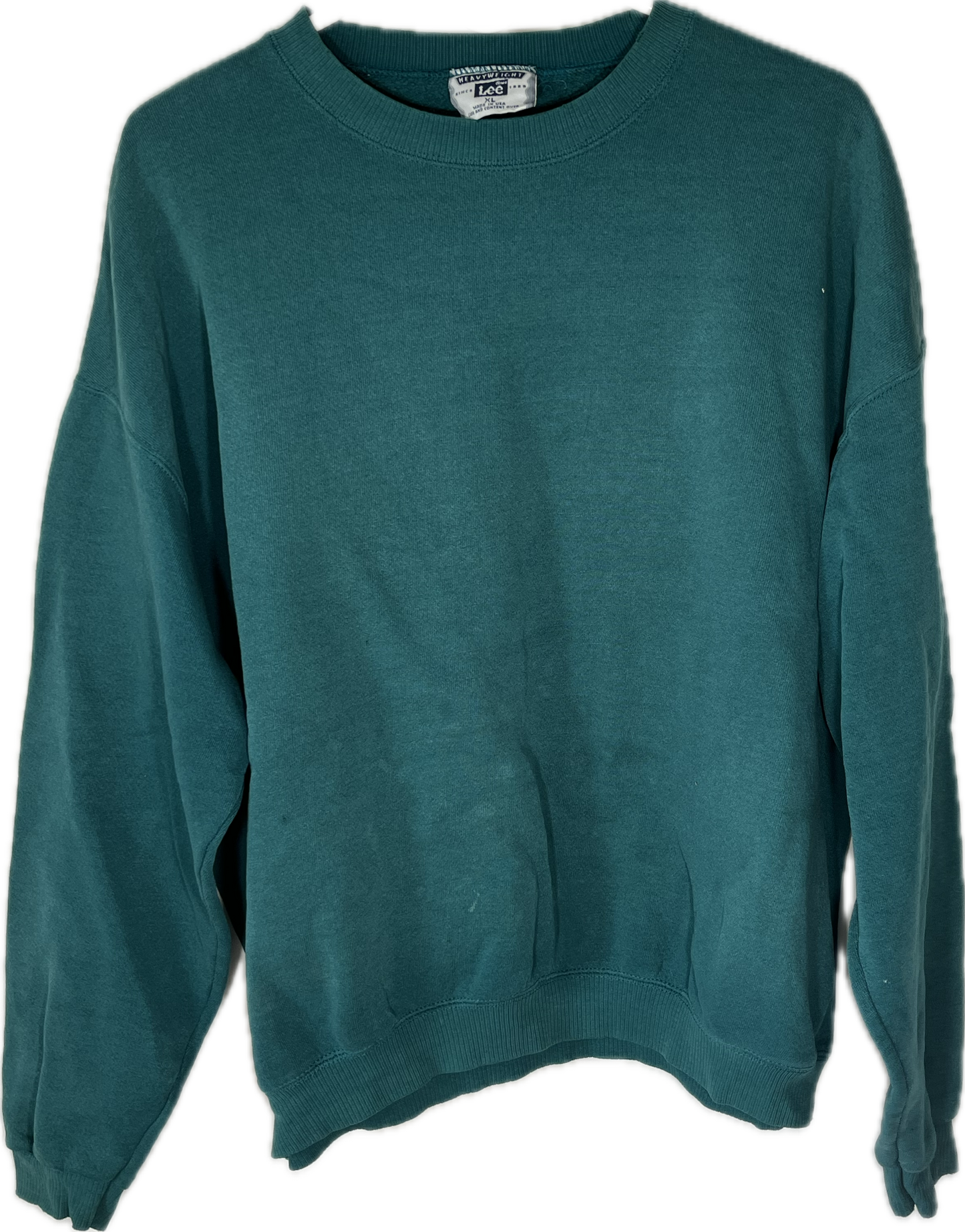 90’s Heavyweight Lee Blank Turquoise Boxy Crewneck Sweatshirt - XLarge - 25” x 23.5”