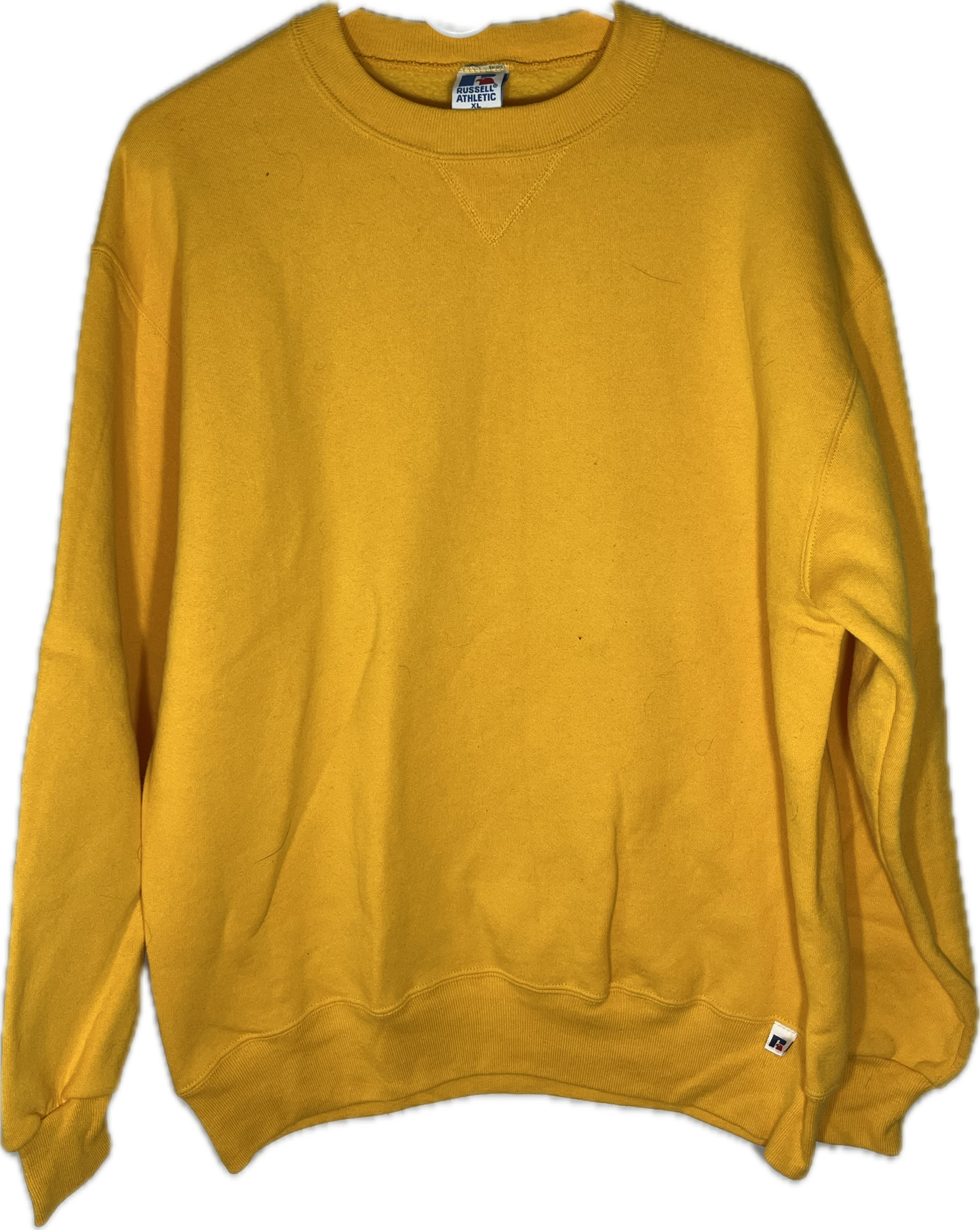 90’s Russell Athletic Blank Yellow Crewneck Sweatshirt - Large - 23” x 27.5”