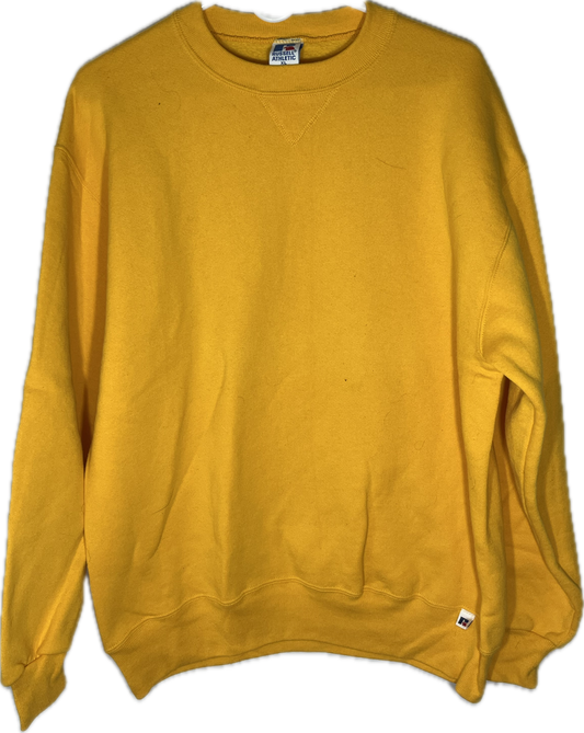 90’s Russell Athletic Blank Yellow Crewneck Sweatshirt - Large - 23” x 27.5”