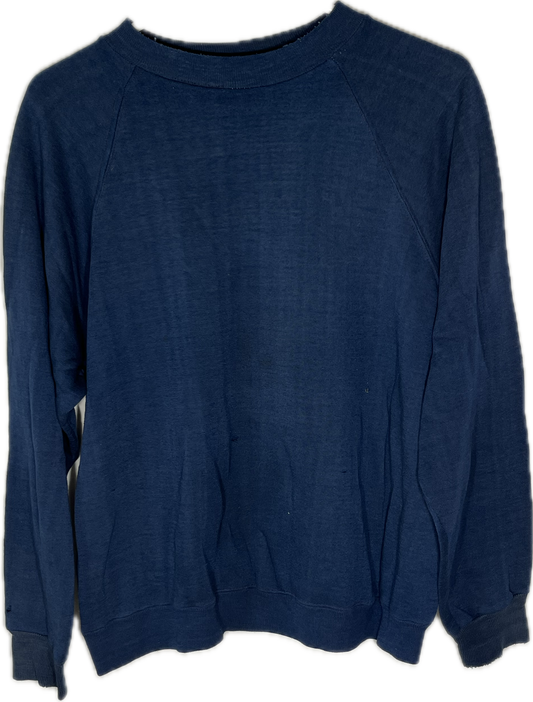 80’s Sears Boxy Blank Navy Crewneck Sweatshirt - Medium - 21.5” x 23”