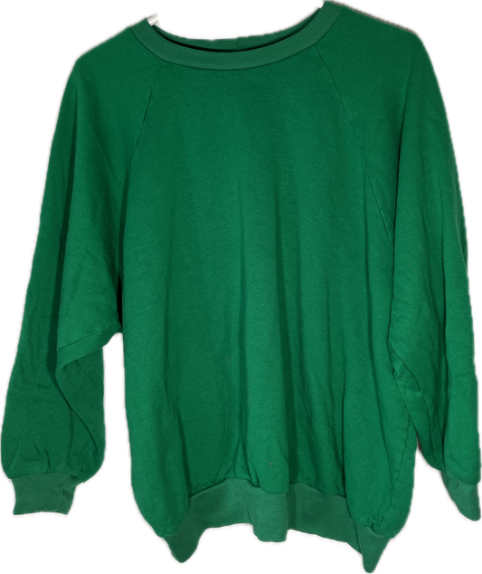 80’s Blank Boxy Green Crewneck Sweatshirt - XLarge - 25.5” x 22.5”