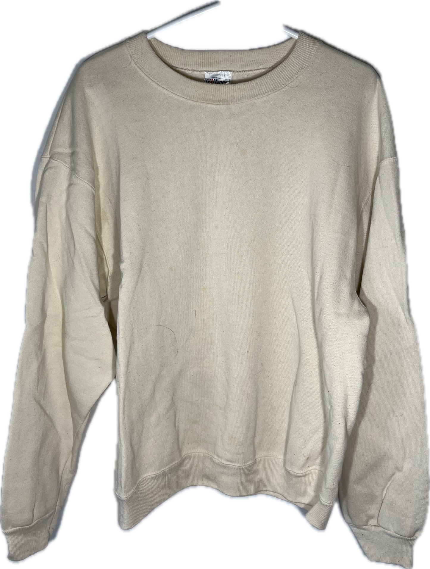 90’s Hanes Blank Cream Crewneck Sweatshirt - XLarge - 24” x 26.5”