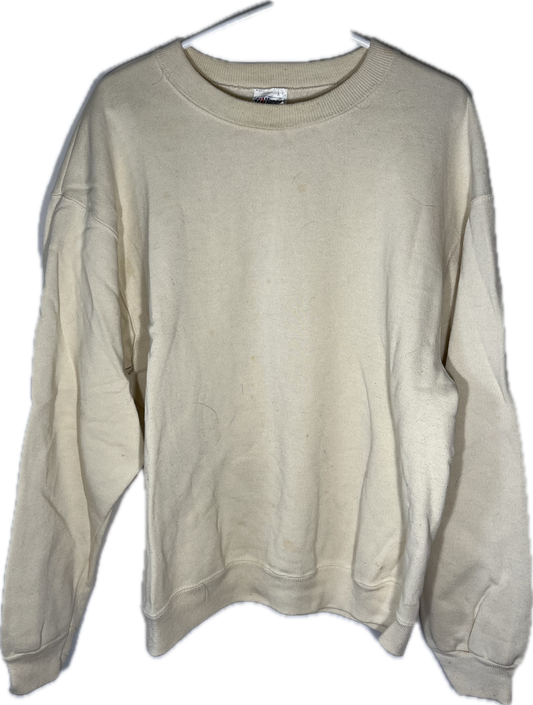 90’s Hanes Blank Cream Crewneck Sweatshirt - XLarge - 24” x 26.5”