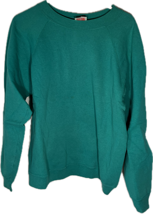 80’s Hanes Active Wear Blank Light Turquoise Boxy Crewneck Sweatshirt - Large - 22.5” x 23”