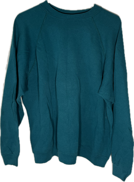 90’s Hanes Her Way Blank Turquoise Boxy Crewneck Sweatshirt - XLarge - 24.5” x 24”