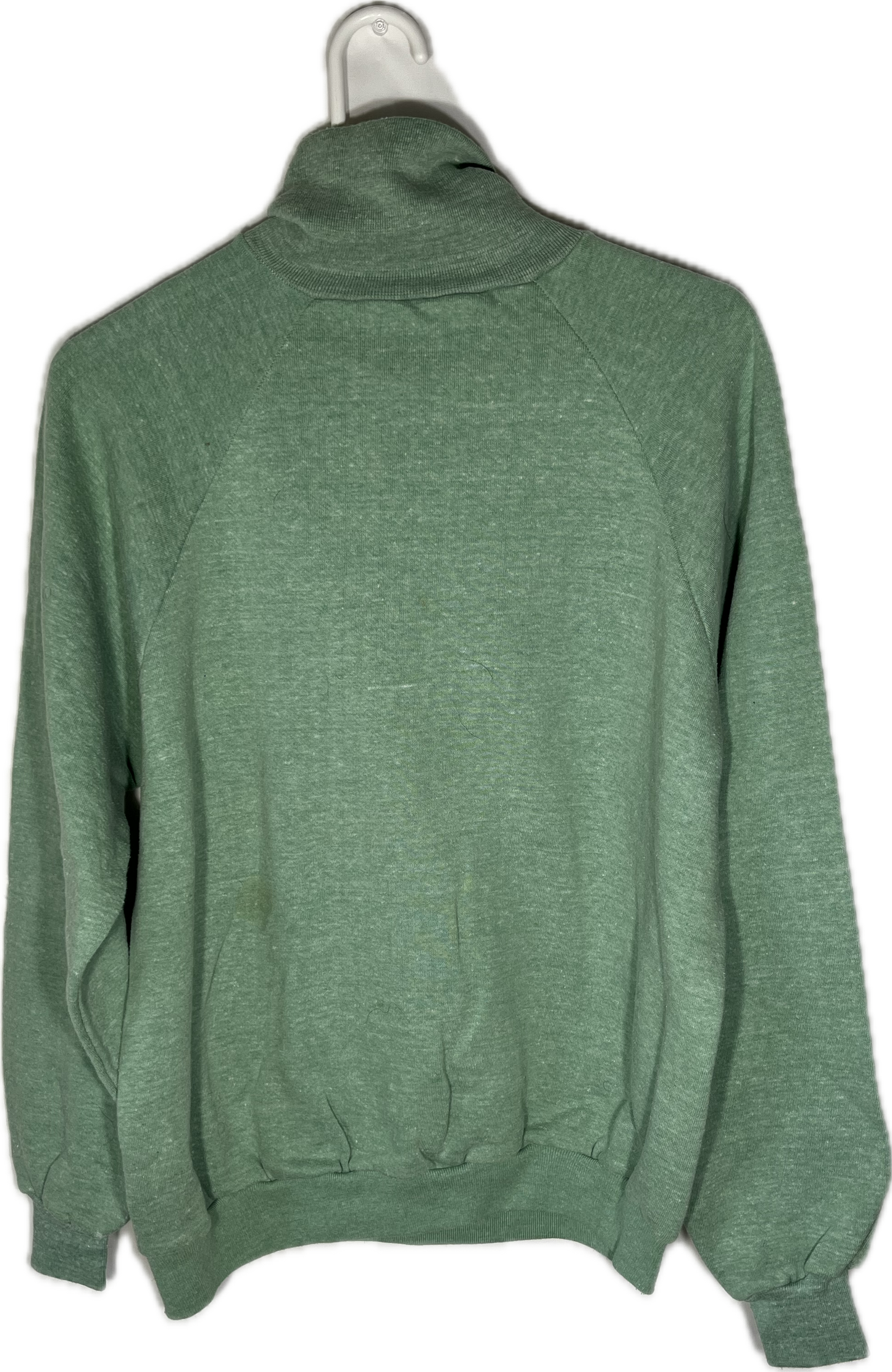 80's Blank Light Green Turtleneck Sweatshirt - Large - 22” x 24.5”