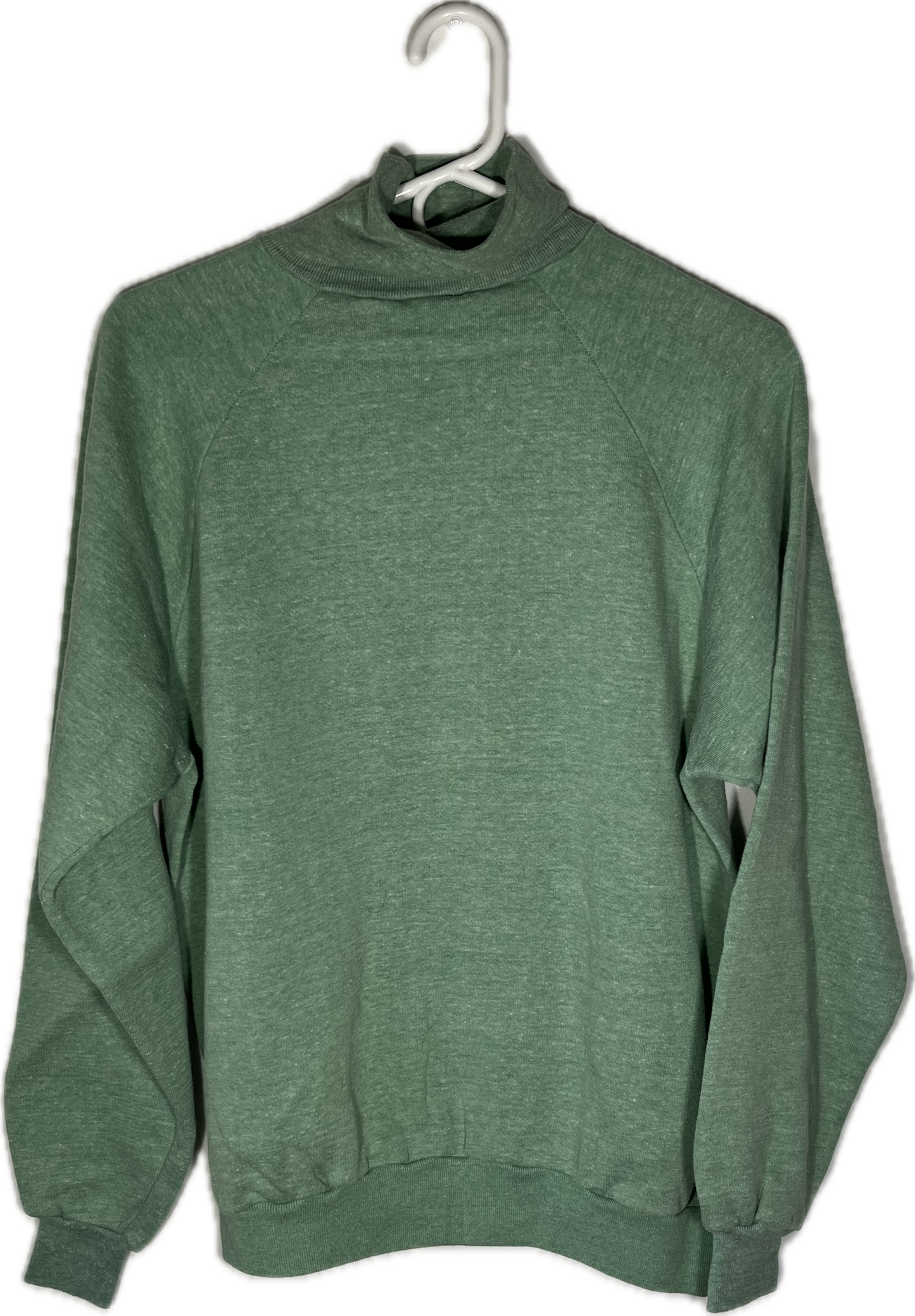 80's Blank Light Green Turtleneck Sweatshirt - Large - 22” x 24.5”