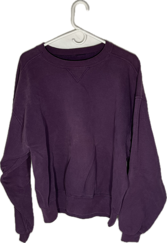 90’s Russell Athletic Blank High Cotton Plum Purple Boxy Crewneck Sweatshirt - XLarge - 24” x 24”