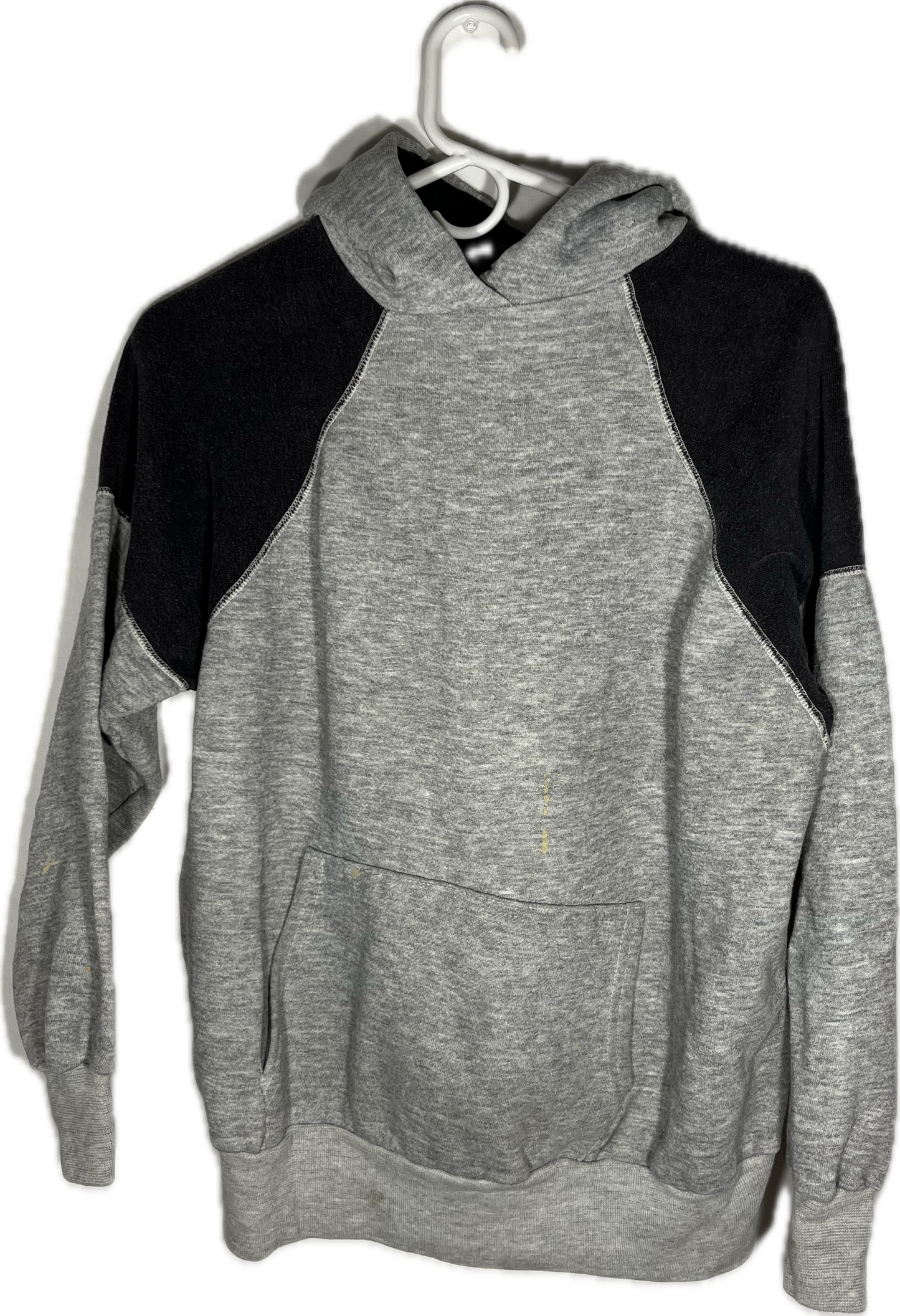 80's Blank Boxy Grey Hoodie Sweatshirt - Large - 22” x 24”