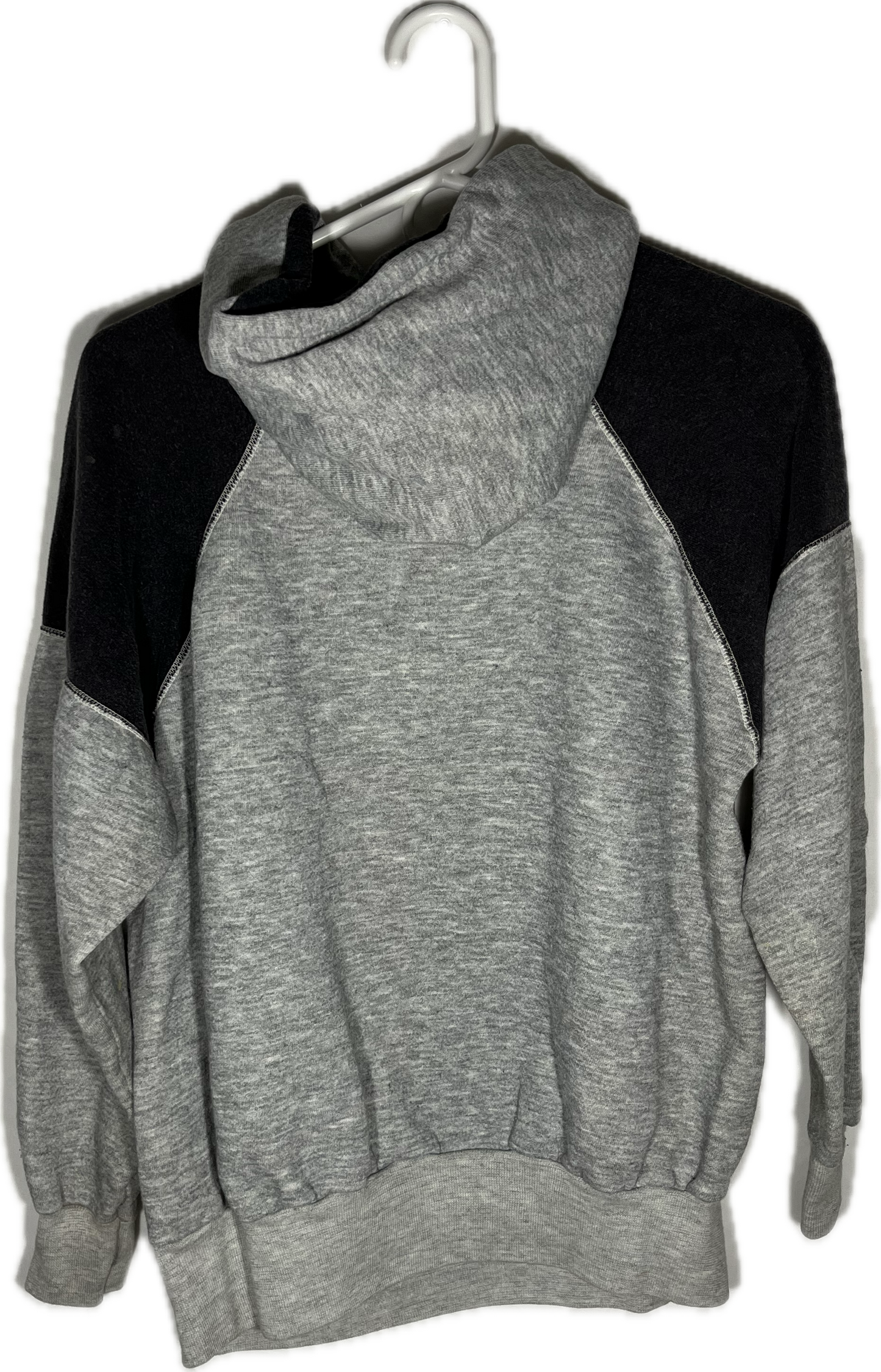 80's Blank Boxy Grey Hoodie Sweatshirt - Large - 22” x 24”