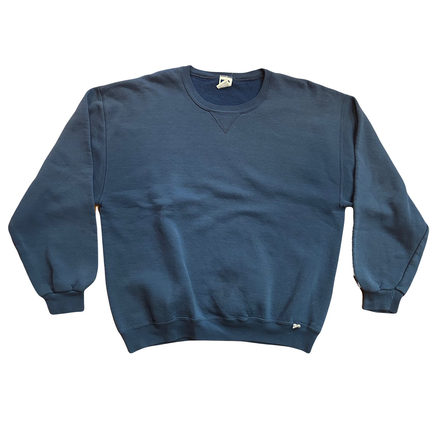 00’s Blue Blank Russell Athletic Crewneck Sweatshirt - Boxy Large - 23” x 25”