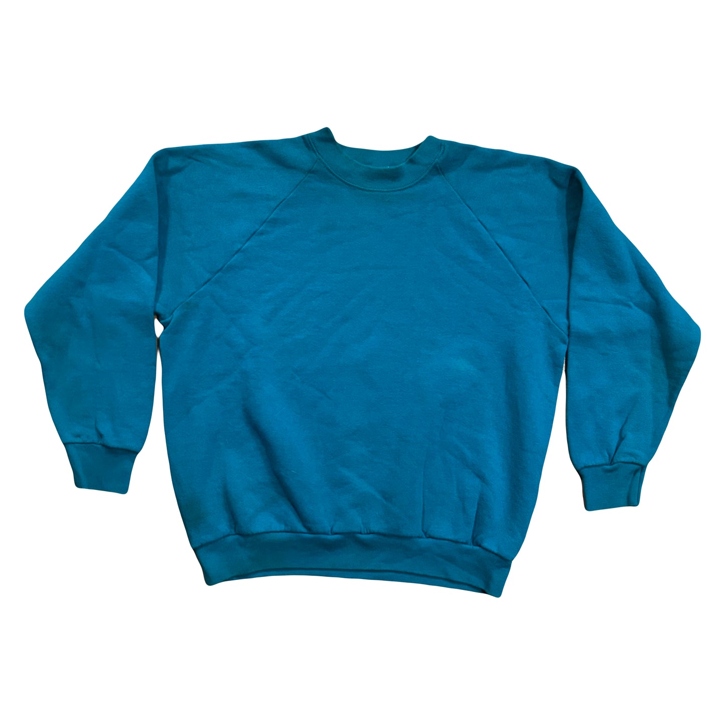 90’s Teal Blank FOTL Casualwear Crewneck Sweatshirt - Boxy Medium - 21.5” x 22”