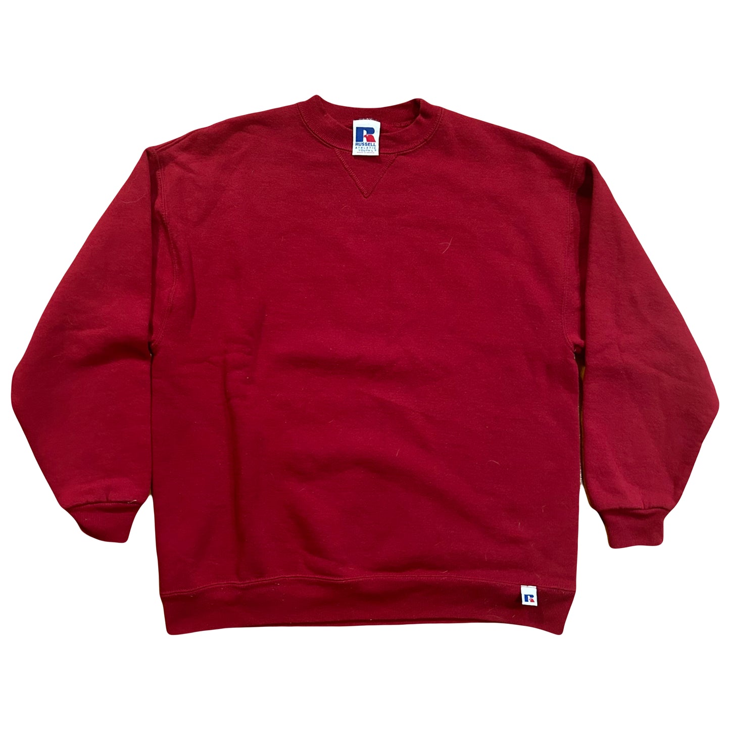 00’s Red Blank Russell Athletic Crewneck Sweatshirt - Small - 19” x 23”