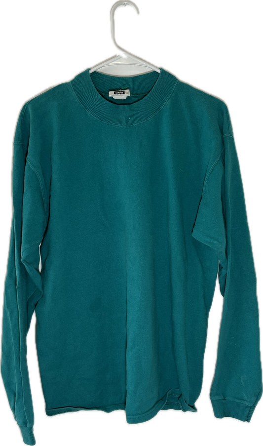 90’s Lee Heavyweight Blank Cotton Teal Crewneck Sweatshirt - Medium - 20.5” x 27.5”