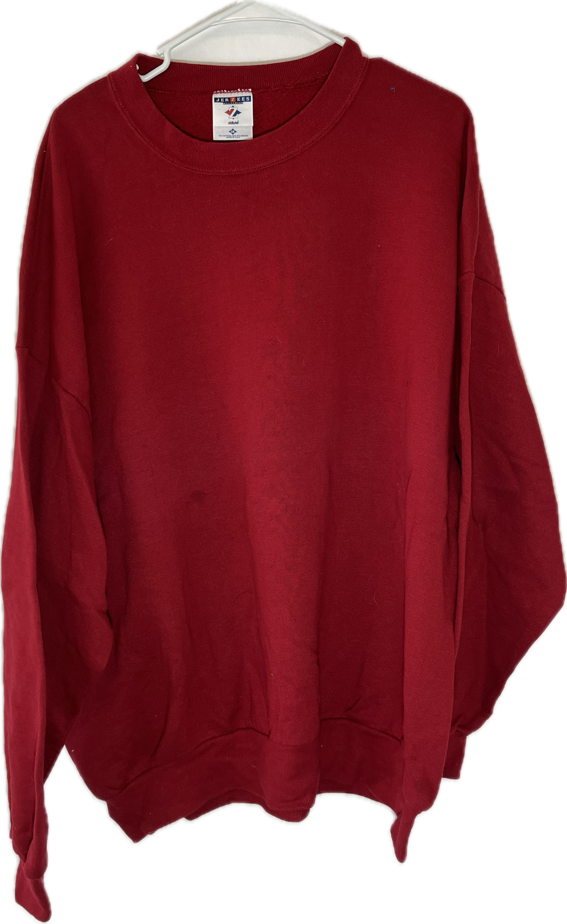 90's Jerzees Blank Red Crewneck Sweatshirt - XLarge - 27” x 30 90's Jerzees Blank Red Crewneck Sweatshirt - XLarge - 27” x 30