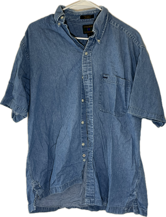 Colours Denim Short Sleeve Button Up Shirt - Medium - 21.5” x 29.5”