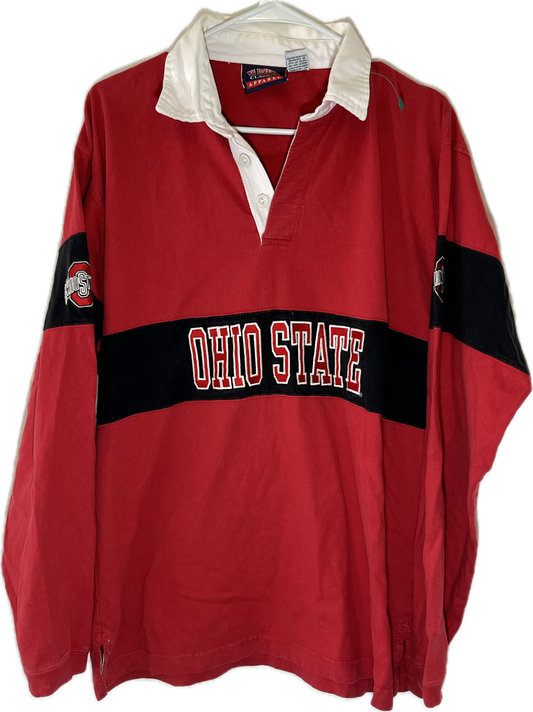 Ohio State Rugby Button Up Shirt - Medium - 21” x 29”