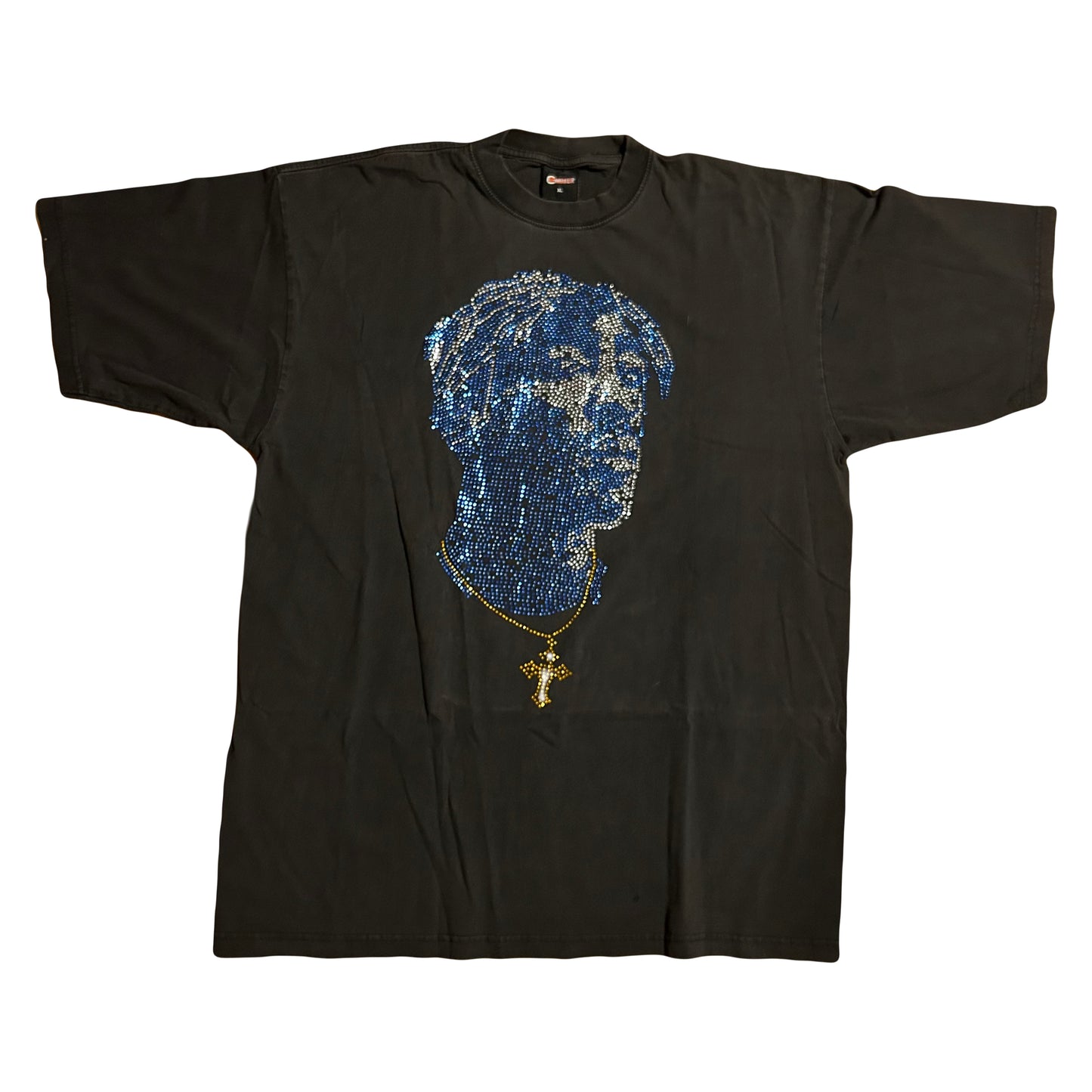 Cypher Tupac Bejeweled Cotton Tshirt - XLarge - 24” x 32”