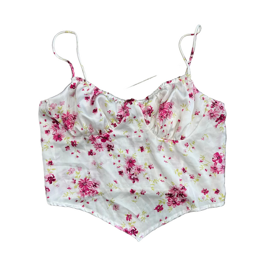 NWT Brand New Rue 21 Pink Floral White Tank Top Shirt - XSmall - 17" x 12"