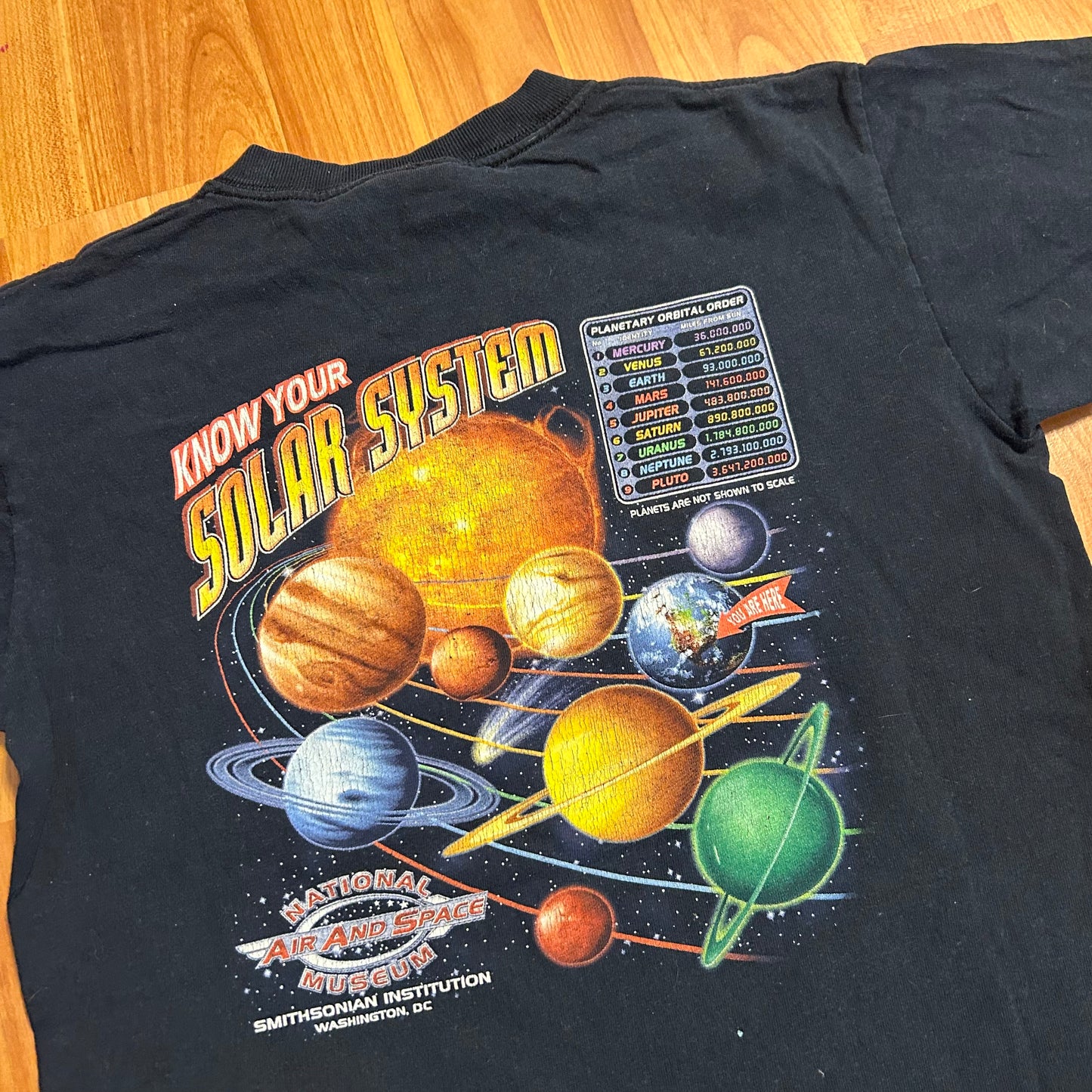 Anvil Smithsonian Air and Space Planet Solar System Black Tshirt - XSmall - 17.5" x 23"
