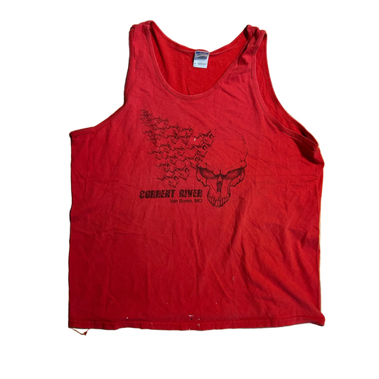 Gildan Current River Van Buren MO Red Skull Tank Top Shirt - Large - 23" x 28"