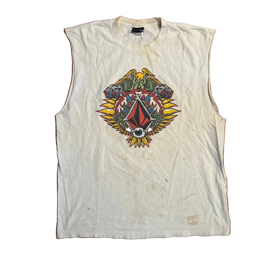 Volcom White Cutoff Tank Top Shirt - Large - 23" x 30"