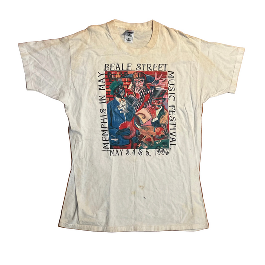 90's FOTL Memphis Beale Street Music White Tshirt - Medium - 21.5" x 31.5"