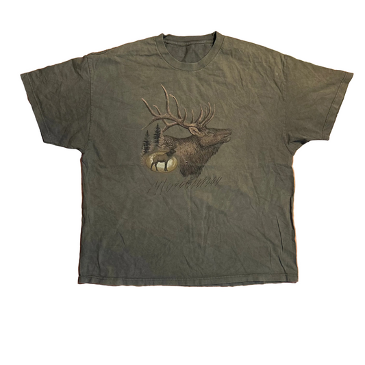 Montana Elk Portrait Green Tshirt - XLarge - 25" x 29.5"