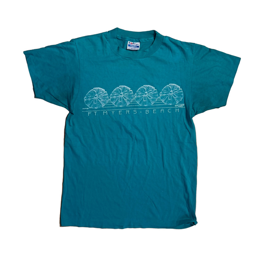 80/90's Hanes Ft Myers Beach Teal Tshirt - XSmall - 17" x 25"