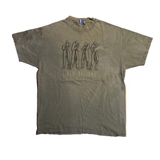 Hanes Beefy New Orleans Jazz Green Tshirt - Large - 23" x 30"