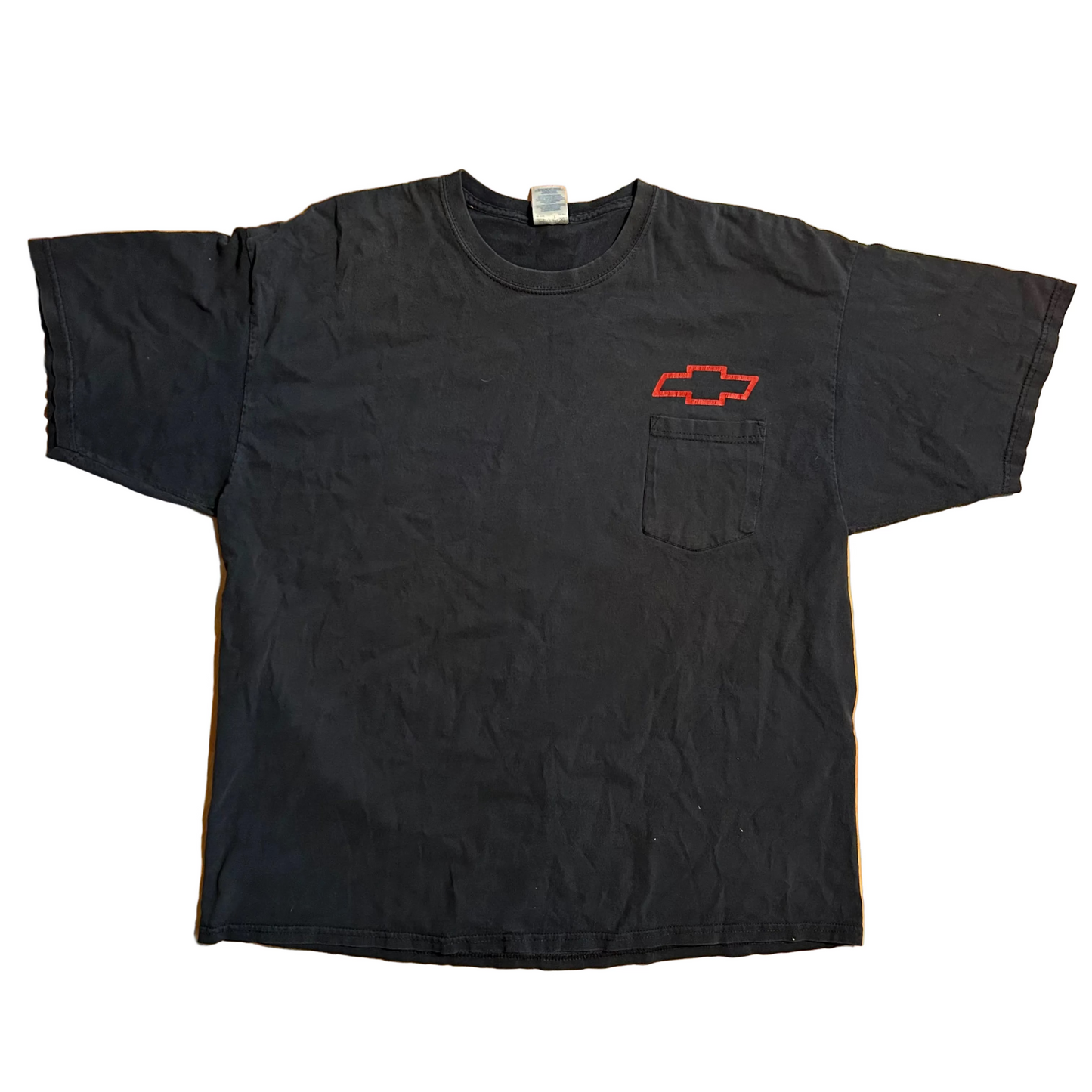 2000's Chevy General Motors Black Red Pocket Tshirt - XLarge - 25.5" x 30"