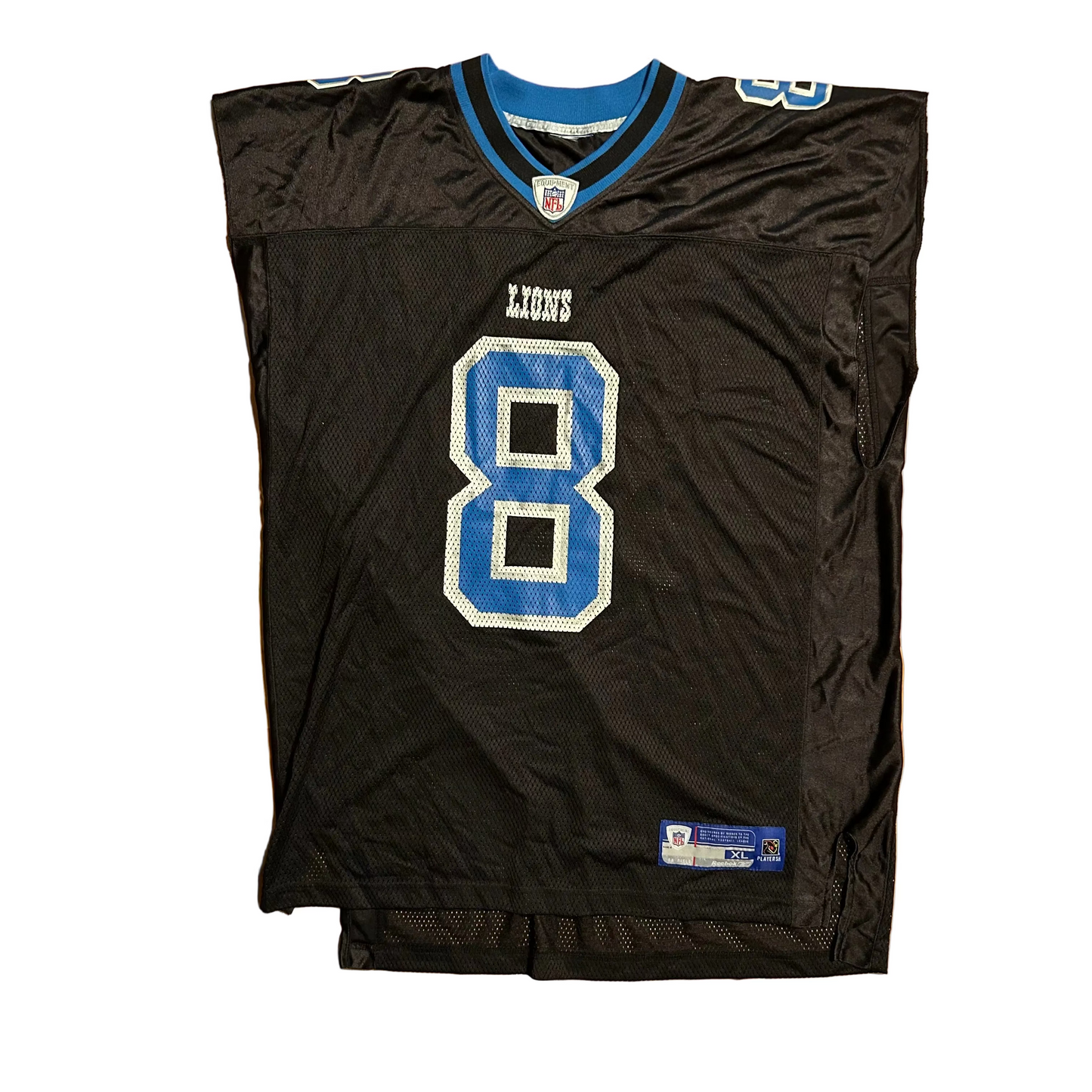 Jon Kitna Detroit Lions NFL Football 8 Cutoff Jersey - XLarge - 25" x 32"