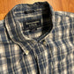 Abercrombie and Fitch Checkered Plaid Navy Blue Button Up Shirt - Large - 23.5" x 28"