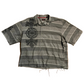 Contigo Y2K Grey Striped Cutoff Button Up Shirt - Boxy XLarge - 26" x 28"