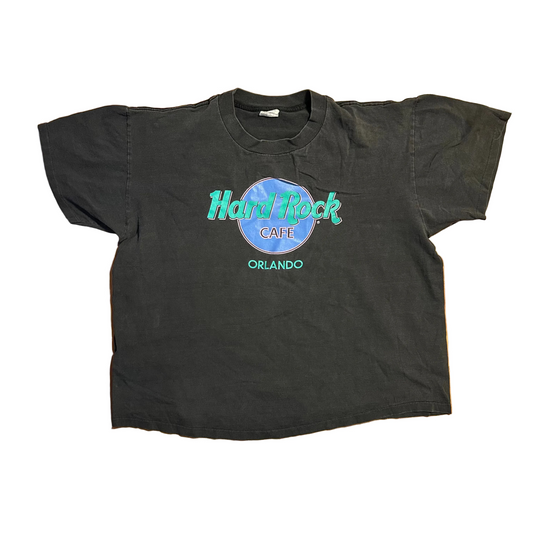 90's Hard Rock Cafe Orlando Grey Black Tshirt - XLarge - 25" x 25.5"