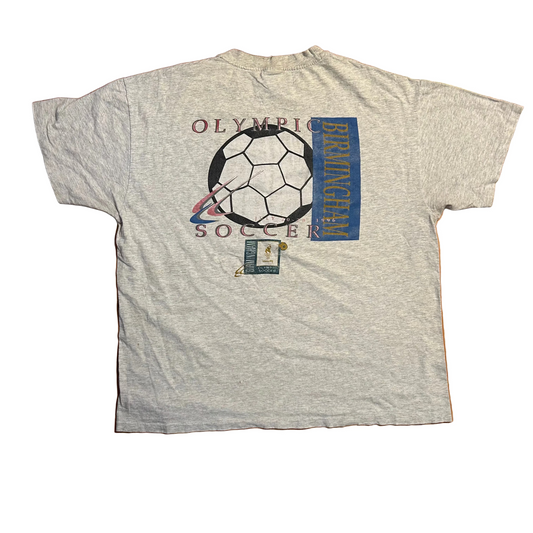 90's Hanes Olympic Soccer Grey Tshirt - XLarge - 24" x 28"