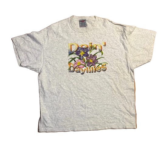 Oneita Powersport Doin Daylilies Grey Tshirt - XLarge - 26.5" x 31.5"